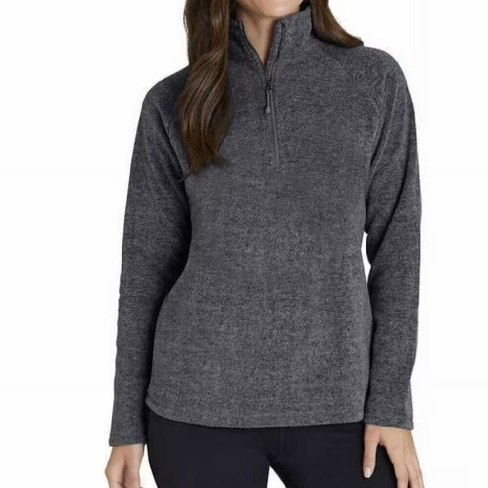 Eddie Bauer Women's Size Small Fleece Quarter Zip Sweatshirt Charcoal Gray Long